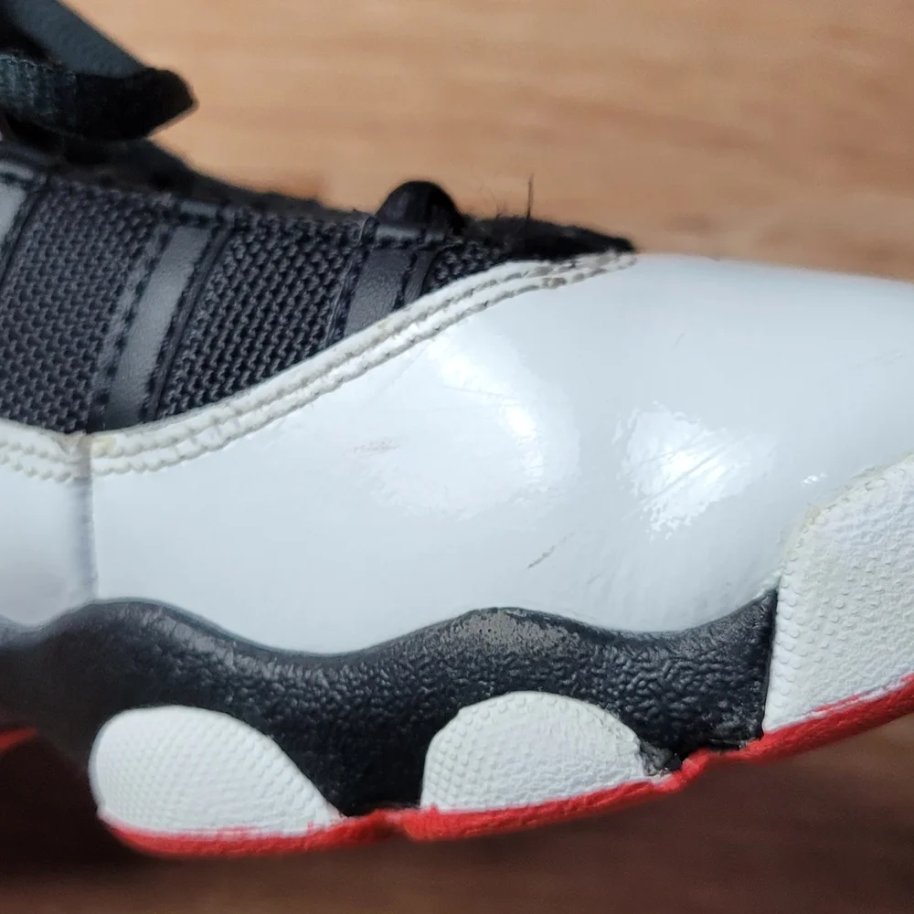Jordan 6 Rings Black White Varsity Red Big Kids Size 2.5Y Youth EU 36 323419-067